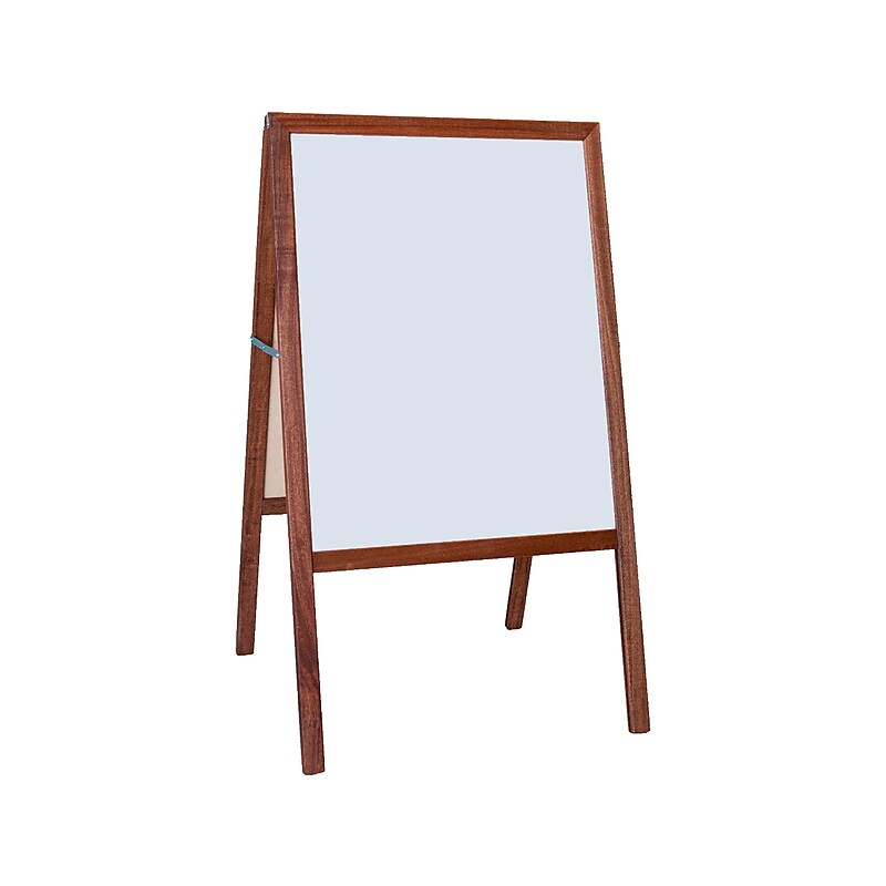 Flipside Dry-Erase Marquee Easel, 42", White/Black/Stained Wood (31710) image 1
