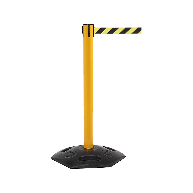 Queue Solutions WeatherMaster 250 2" Yellow Nylon Crowd Control Belt Barrier, Red (WMR250Y-RD110) image 1