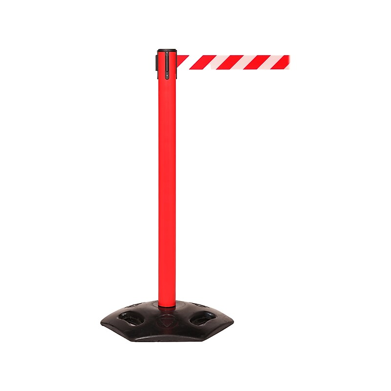 Queue Solutions WeatherMaster 250 2" Red Nylon Crowd Control Belt Barrier, Red - DANGER KEEP OUT (WMR250R-RWD110) image 1