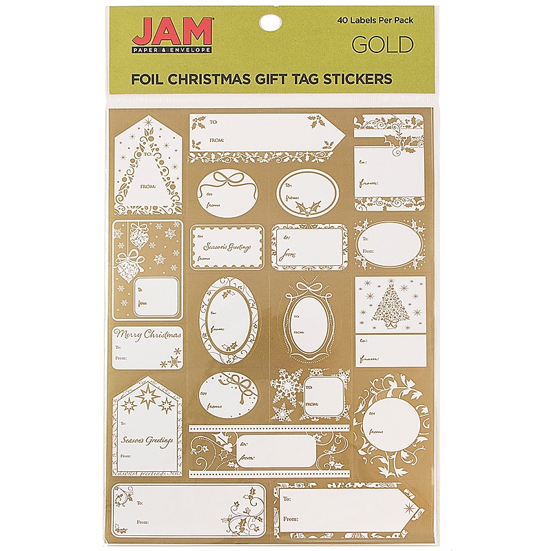 JAM Paper® To/From Christmas Gift Tag Stickers, Gold Foil, 40/Pack (2207016164) image 1
