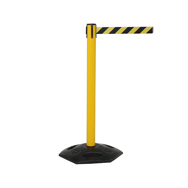 Queue Solutions WeatherMaster 250 2" Yellow Nylon Crowd Control Belt Barrier, Red - AUTHORIZED ACCESS ONLY (WMR250Y-RWA110) image 1