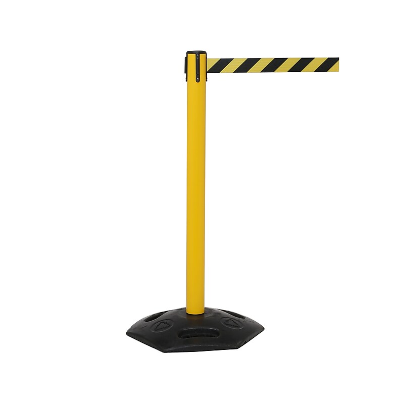 Queue Solutions WeatherMaster 250 2" Yellow Nylon Crowd Control Belt Barrier, Red - NO PARKING (WMR250Y-RWNP110) image 1