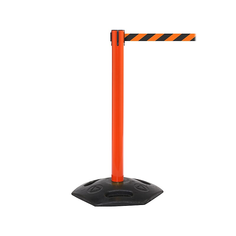 Queue Solutions WeatherMaster 250 2" Orange Nylon Crowd Control Belt Barrier, Red - AUTHORIZED ACCESS ONLY (WMR250O-RWA110) image 1