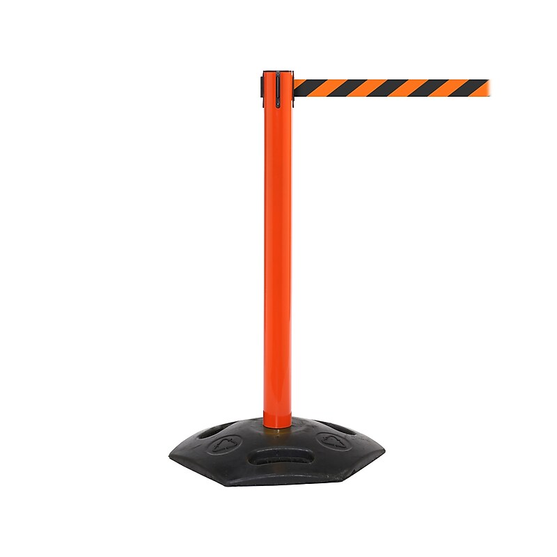 Queue Solutions WeatherMaster 250 2" Orange Nylon Crowd Control Belt Barrier, Red - NO PARKING (WMR250O-RWNP110) image 1