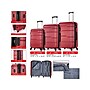 DUKAP Rodez 3-Piece Hardside Spinner Luggage Set, TSA Checkpoint Friendly, Red (DKRODSML-RED)~#|#~sp113452893_sc7