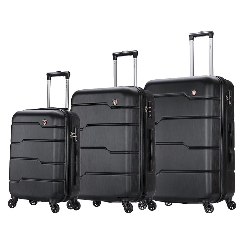 DUKAP Rodez 3-Piece Hardside Spinner Luggage Set, TSA Checkpoint Friendly, Black (DKRODSML-BLK) image 1