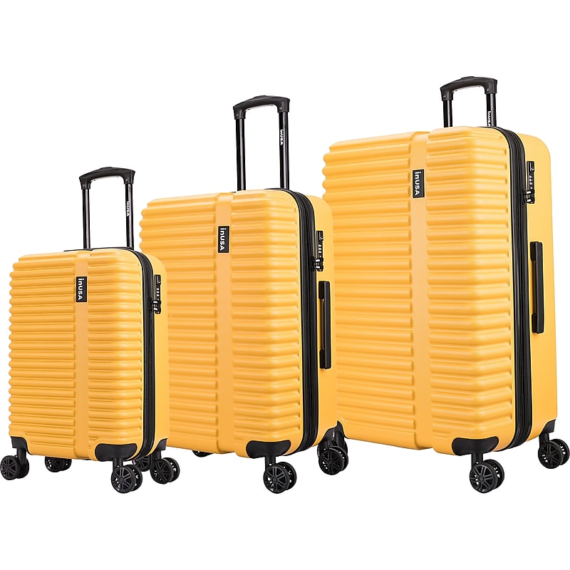 InUSA Ally 3-Piece Hardside Spinner Luggage Set, TSA Checkpoint Friendly, Mustard (IUALLSML-MUS) image 1