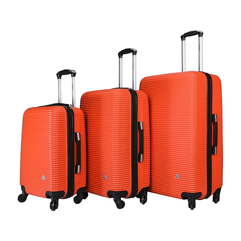 InUSA Royal 3-Piece Hardside Spinner Luggage Set, TSA Checkpoint Friendly, Orange (IUROYSML-ORG) image 1