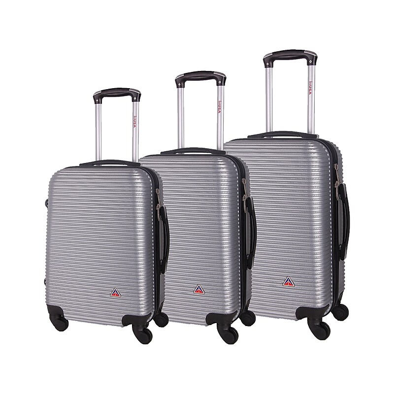 InUSA Royal 3-Piece Hardside Spinner Luggage Set, TSA Checkpoint Friendly, Silver (IUROYSML-SIL) image 1