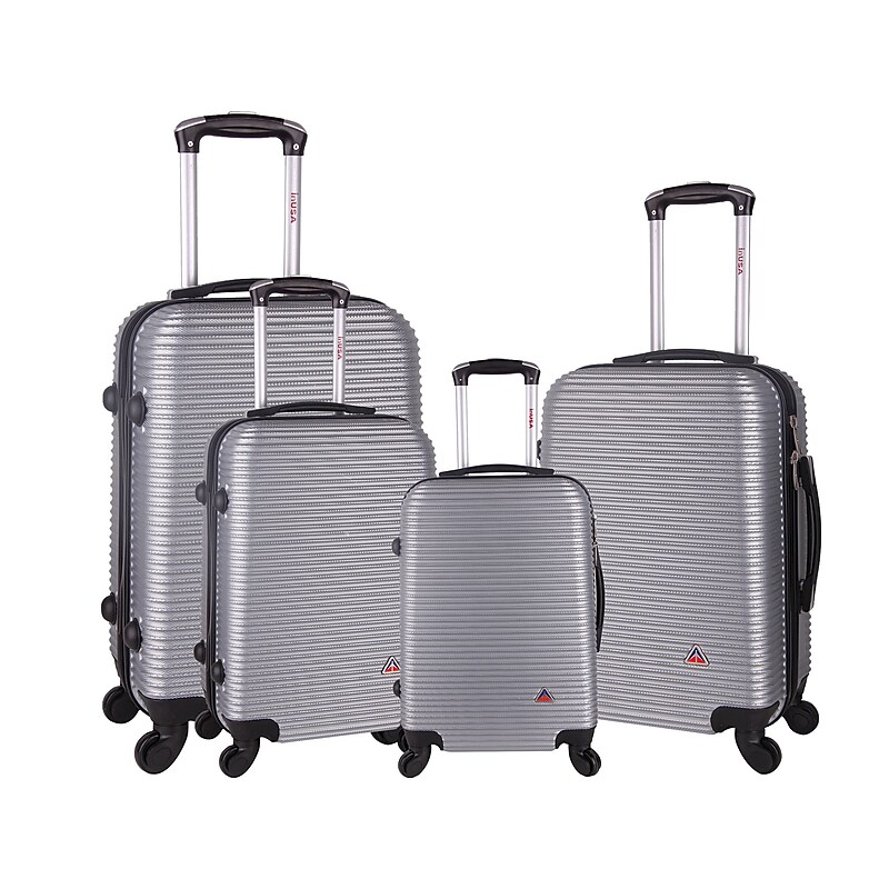 InUSA Royal 4-Piece Hardside Spinner Luggage Set, Silver (IUROYSMLXL-SIL) image 1
