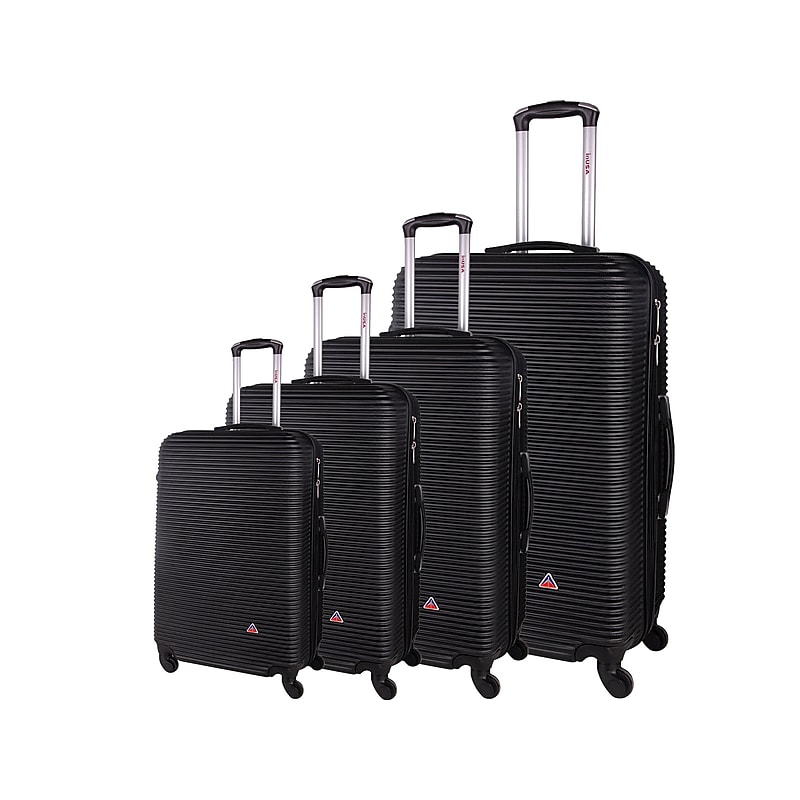 InUSA Royal 4-Piece Hardside Spinner Luggage Set, TSA Checkpoint Friendly, Black (IUROYSMLXL-BLK) image 1