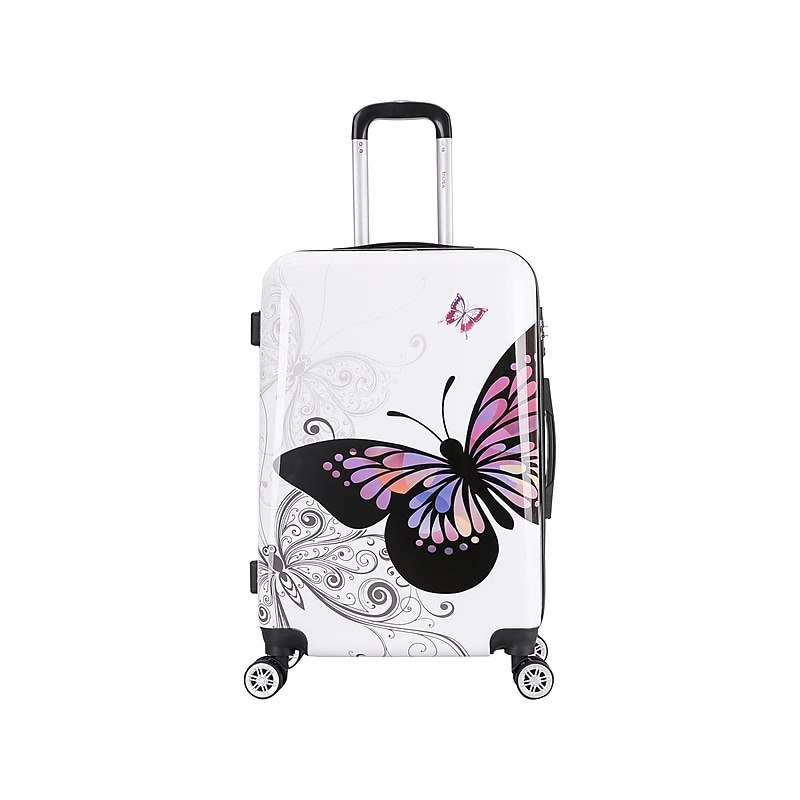 InUSA 24" Hardside Butterfly Suitcase, 4-Wheeled Spinner, TSA Checkpoint Friendly, Butterfly (IUAPC00M-BUT) image 1