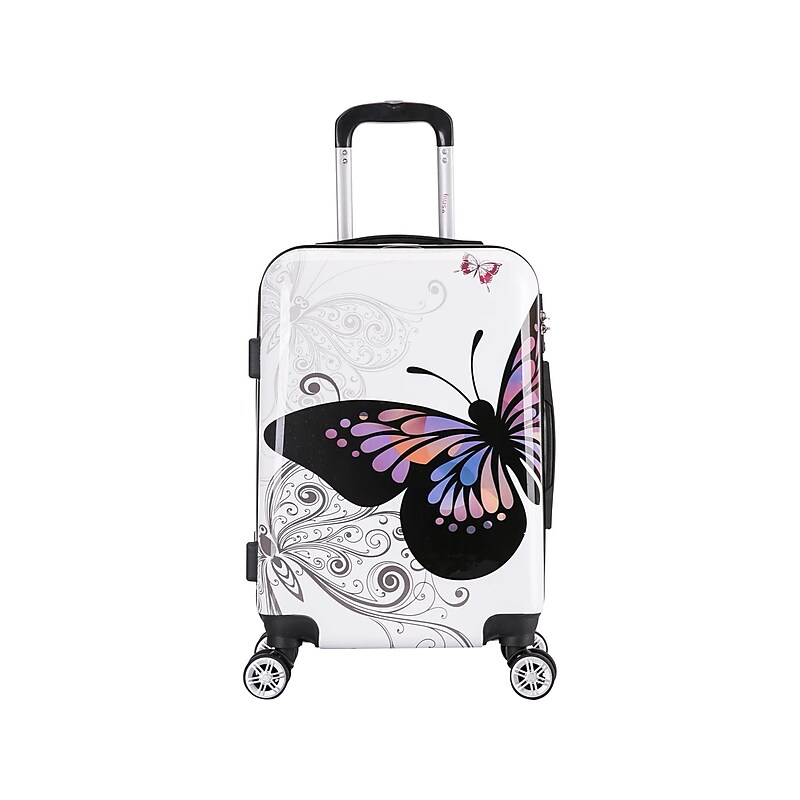 InUSA 20" Hardside Butterfly Carry-On Suitcase, 4-Wheeled Spinner, TSA Checkpoint Friendly, Butterfly (IUAPC00S-BUT) image 1