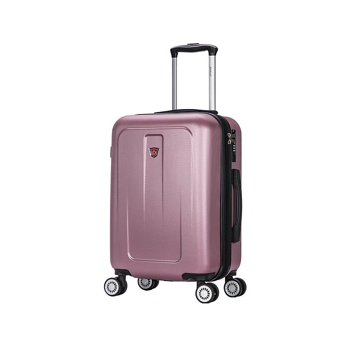DUKAP Crypto 19.75 Hardside Carry On Suitcase 4 Wheeled Spinner TSA Checkpoint Friendly Rose Gold DKCRY00S ROS Staples