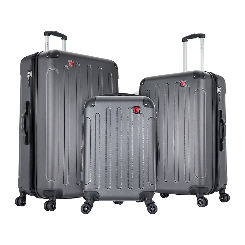 DUKAP Intely 3-Piece Hardside Spinner Luggage Set, TSA Checkpoint Friendly, Gray (DKINTSML-GRE) image 1