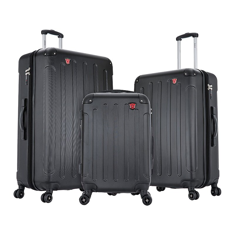DUKAP Intely 3-Piece Hardside Spinner Luggage Set, TSA Checkpoint Friendly, Black (DKINTSML-BLK) image 1