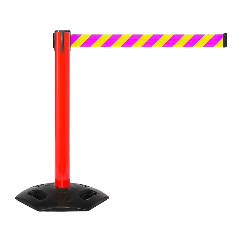 Queue Solutions WeatherMaster 300 2" Nylon Crowd Control Belt Barrier, Red/Yellow/Magenta (WMR300R-YM160) image 1
