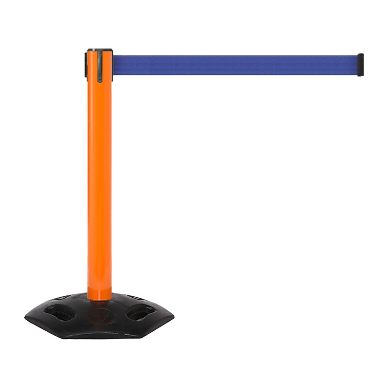 Queue Solutions WeatherMaster 300 2" Nylon Crowd Control Belt Barrier, Orange/Blue (WMR300O-BL160) image 1