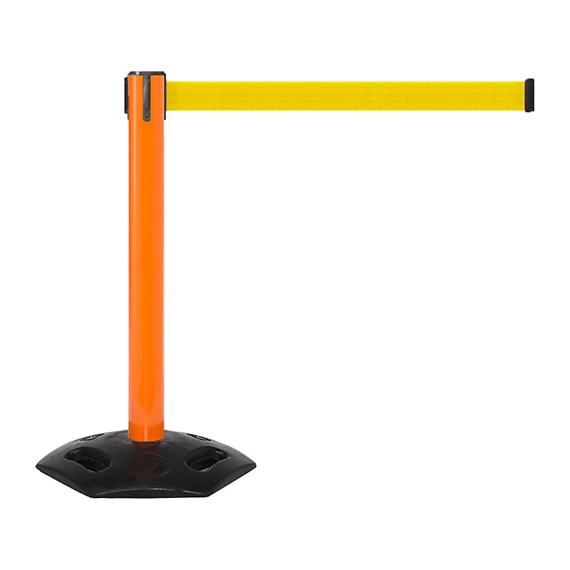 Queue Solutions WeatherMaster 300 2" Nylon Crowd Control Belt Barrier, Orange/Yellow (WMR300O-YW160) image 1