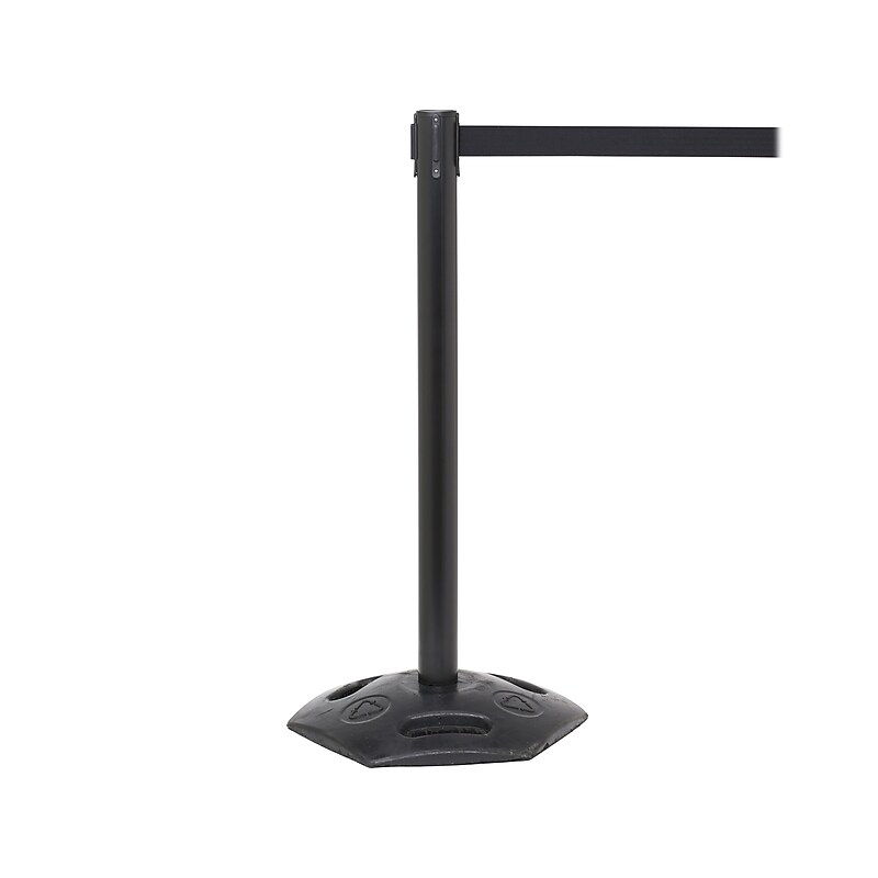 Queue Solutions WeatherMaster 250 2" Nylon Crowd Control Belt Barrier, Black/Orange (WMR250B-OR110) image 1