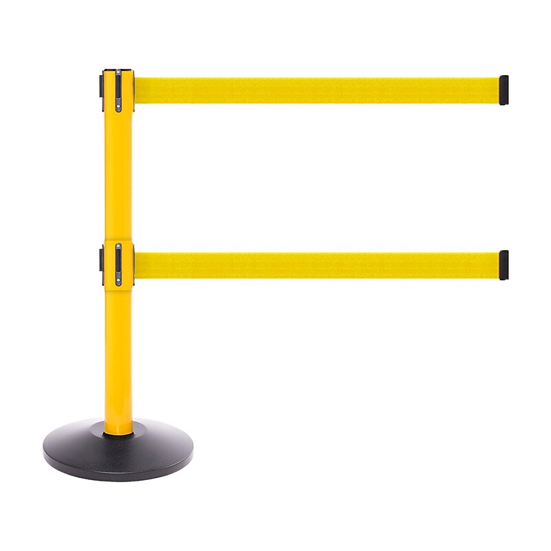 Queue Solutions SafetyPro Twin 250 2" Steel Crowd Control Barrier, Black/Yellow (SPROTwin250Y-YW110) image 1