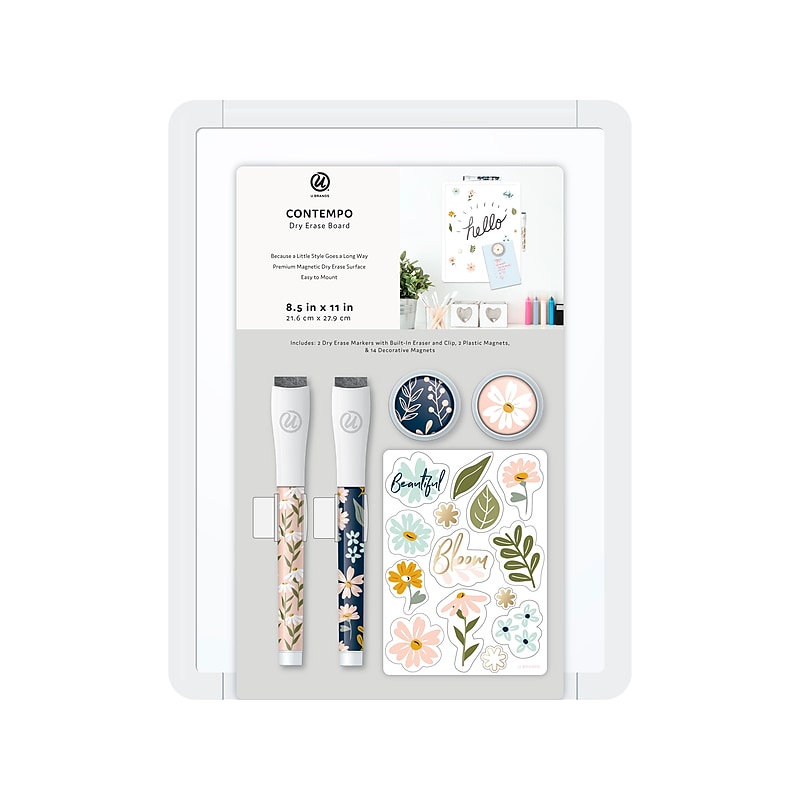 U Brands Fall Floral Contempo Whiteboard, Plastic Frame, 0.92' x 0.71' (3724U00-04) image 1
