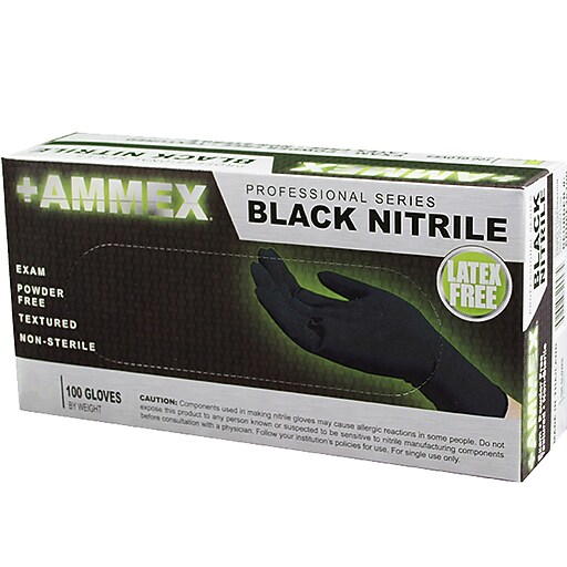 Ammex Professional Series Powder Free Nitrile Exam Gloves, Latex Free, XL, 100 Gloves/Box