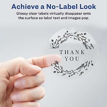 Avery Printable Round Labels with Sure Feed, 0.75" Diameter, Glossy Clear, 400 Customizable Labels/Pack (4222)