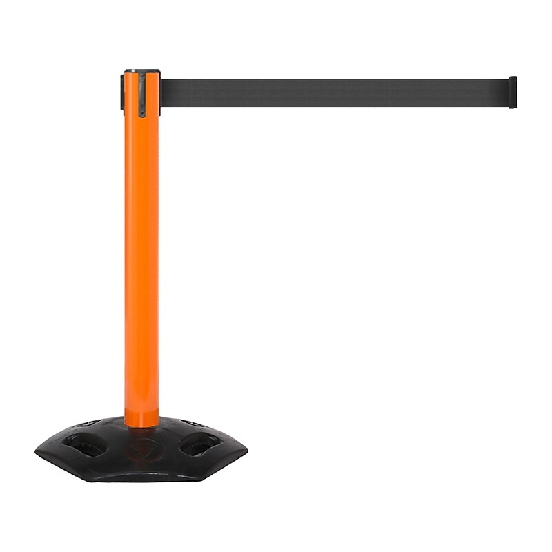 Queue Solutions WeatherMaster 300 2" Nylon Crowd Control Belt Barrier, Orange/Black (WMR300O-BK160) image 1