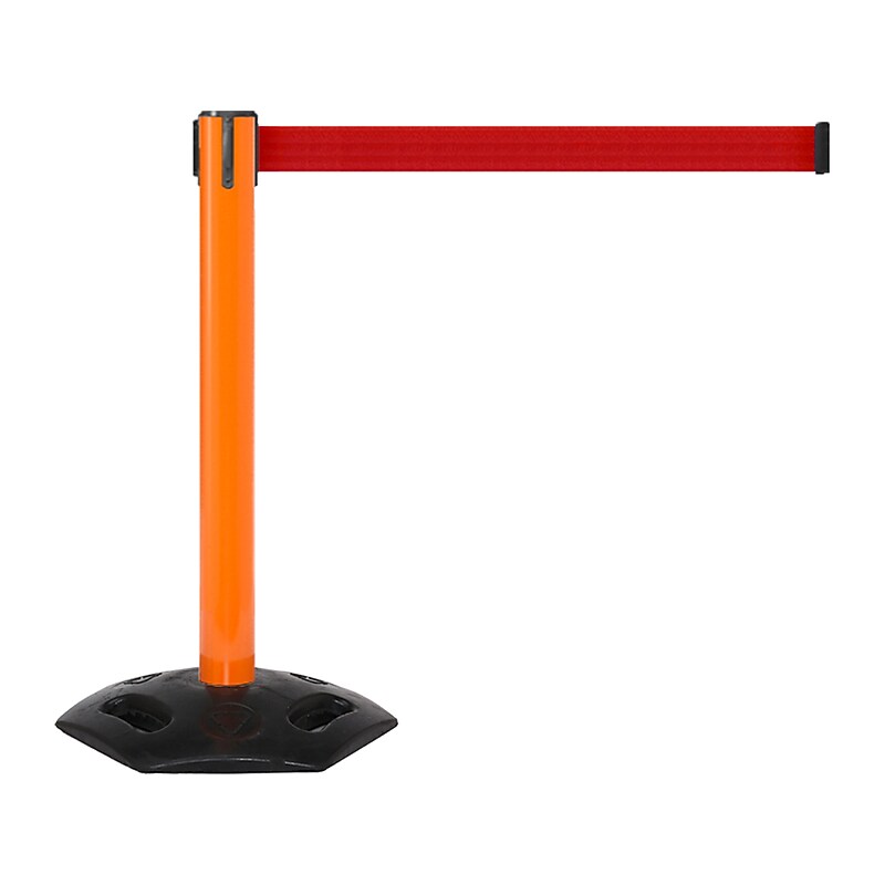 Queue Solutions WeatherMaster 300 2" Nylon Crowd Control Belt Barrier, Orange/Red (WMR300O-RD160) image 1