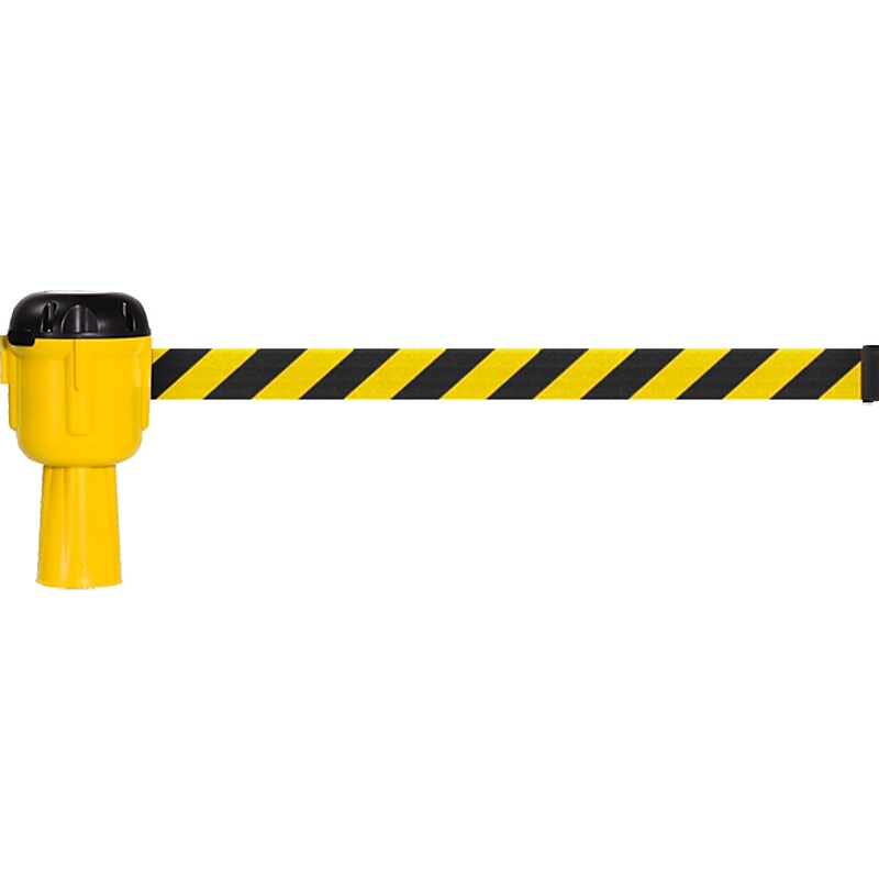 Queue Solutions ConePro 600 2" Woven Nylon Crowd Control Traffic Cone Belt Barrier, Yellow/Black (CP600Y-YB300) image 1