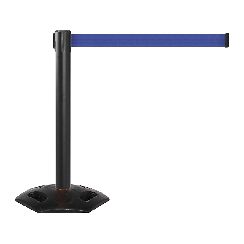 Queue Solutions WeatherMaster 300 2" Nylon Crowd Control Belt Barrier, Black/Blue (WMR300B-BL160) image 1
