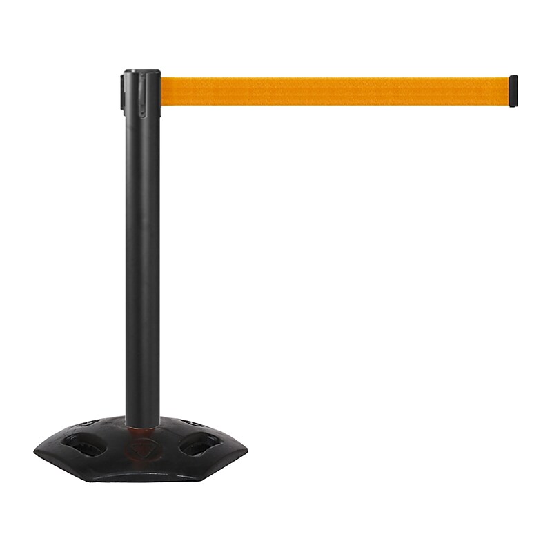 Queue Solutions WeatherMaster 300 2" Nylon Crowd Control Belt Barrier, Black/Orange (WMR300B-OR160) image 1