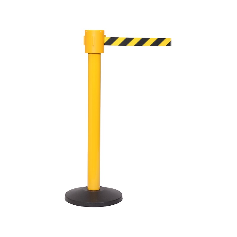 Queue Solutions SafetyPro 335 2" Nylon Crowd Control Belt Barrier, Yellow/Black (SPRO335Y-YB335) image 1