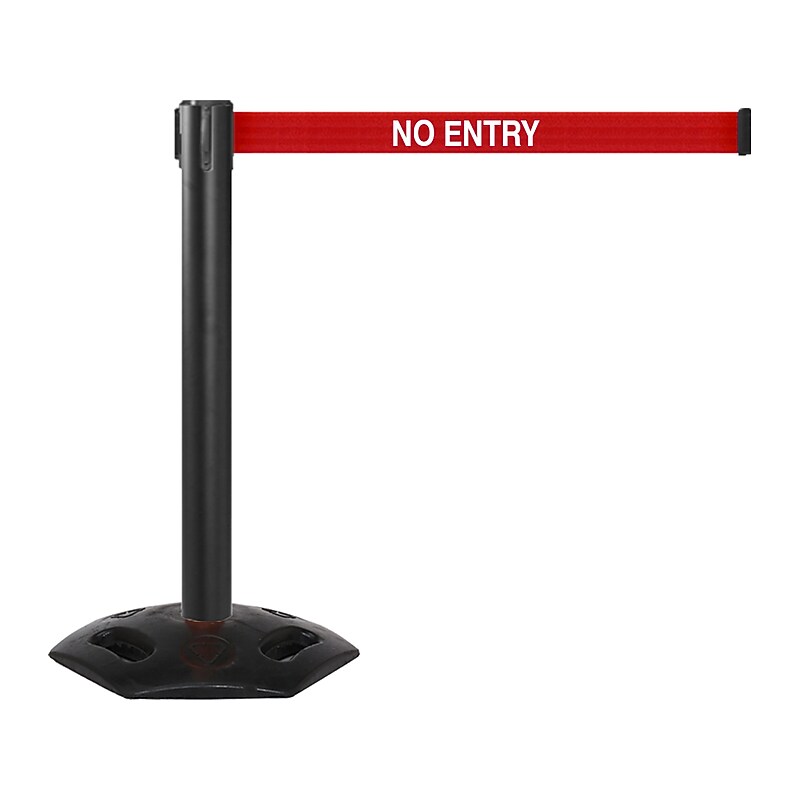 Queue Solutions WeatherMaster 300 2" Black Nylon Crowd Control Belt Barrier, Red - NO ENTRY (WMR300B-RWN160) image 1