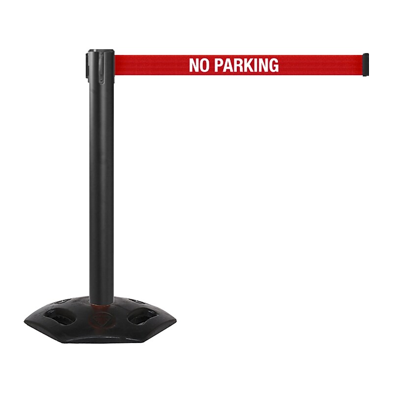 Queue Solutions WeatherMaster 300 2" Black Nylon Crowd Control Belt Barrier, Red - NO PARKING (WMR300B-RWNP160) image 1