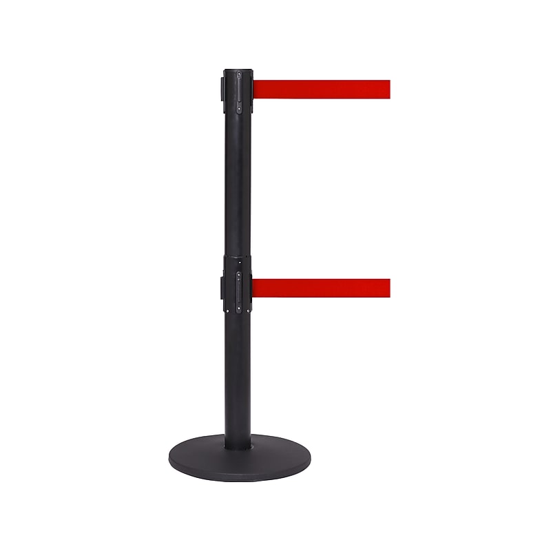 Queue Solutions QueuePro Twin 250 2" Nylon Crowd Control Belt Barrier, Black/Red (PROTwin250B-RD110) image 1