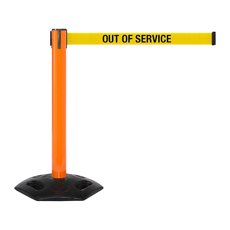 Queue Solutions WeatherMaster 300 2" Nylon Crowd Control Belt Barrier, Orange/Yellow (WMR300O-YBO110) image 1