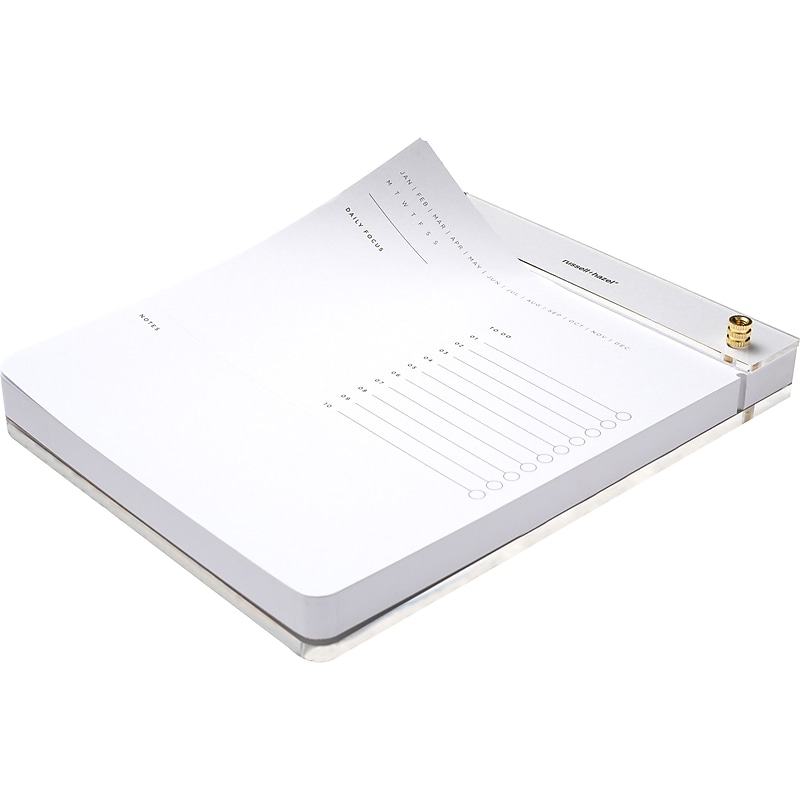 Russell+Hazel Notepad, 6.38" x 8.44", White/Gold, 100 Sheets/Pad, 1 Pad/Pack (55748) image 1