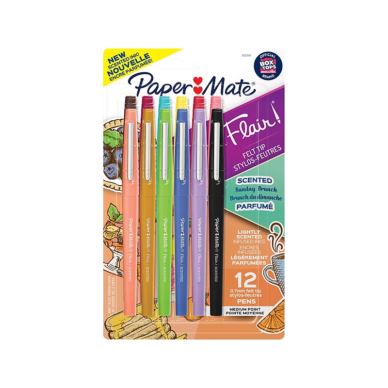 Paper Mate Sunday Brunch Scented Flair Pen, Medium Point, Assorted Ink, Dozen (2125359) image 1