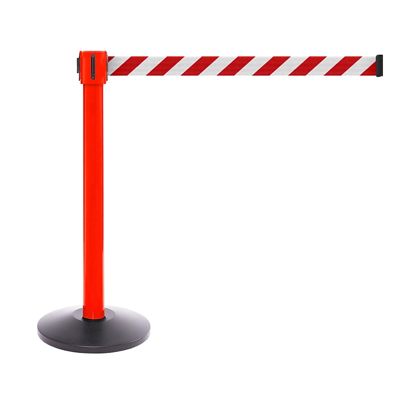 Queue Solutions SafetyPro 335 2" Crowd Control Belt Barrier, Red/White (SPRO335R-RW335) image 1