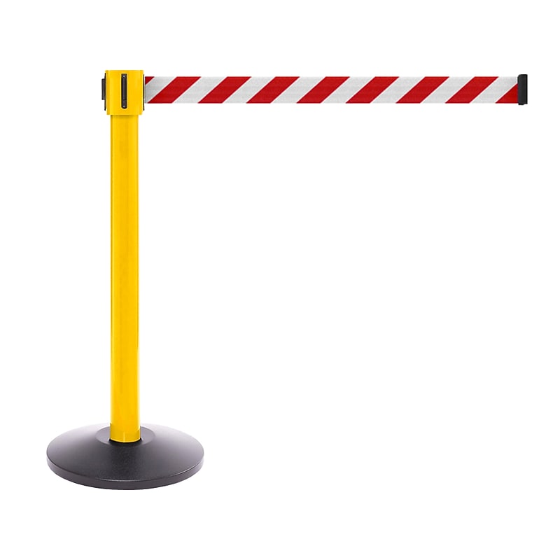 Queue Solutions SafetyPro 335 2" Crowd Control Belt Barrier, Yellow/Red/White (SPRO335Y-RW335) image 1