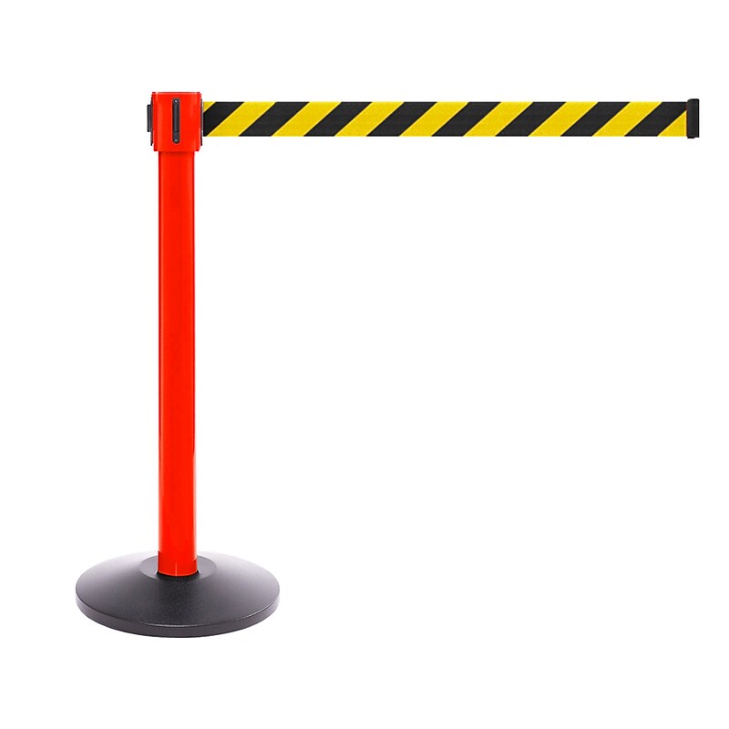 Queue Solutions SafetyPro 335 2" Crowd Control Belt Barrier, Red/Yellow/Black (SPRO335R-YB335) image 1
