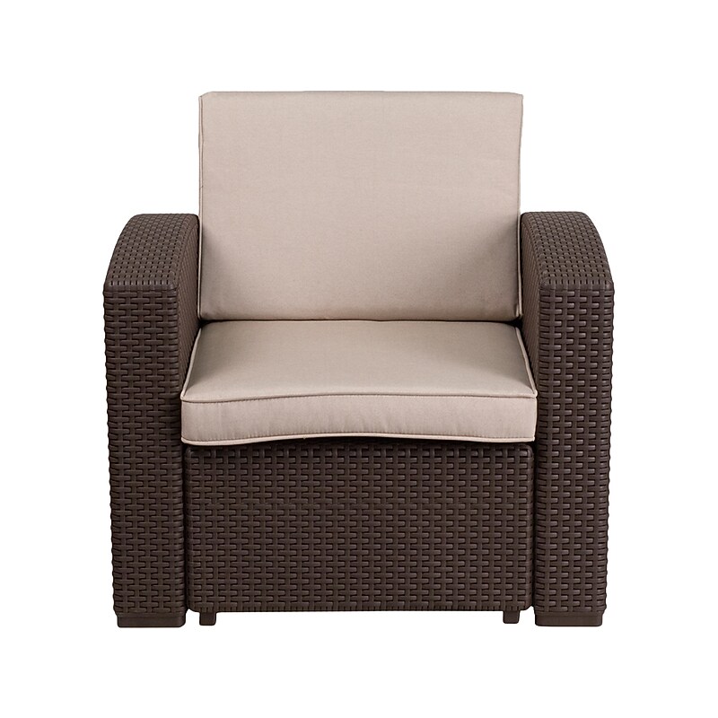 Flash Furniture Seneca Faux Rattan Chair with All-Weather Cushion (DADSF11) image 1
