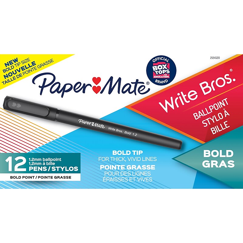 Paper Mate Write Bros. Ballpoint Pen, Bold Point, Black Ink, Dozen (2124520) image 1