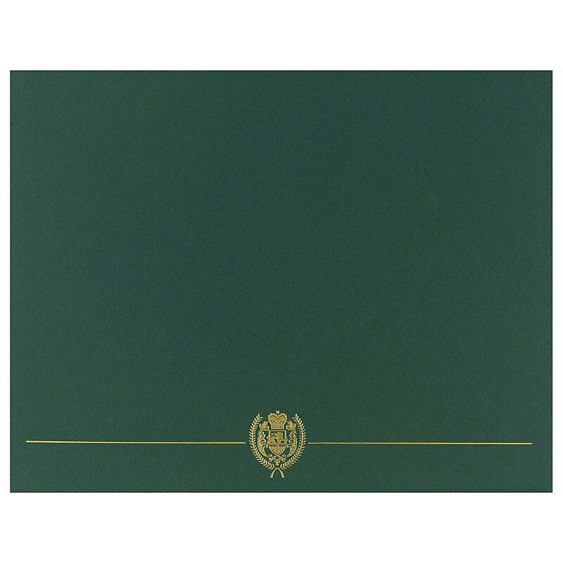Great Papers Classic Crest Certificate Holders, 12" x 9.38", Hunter Green, 25/Pack (903118PK5) image 1