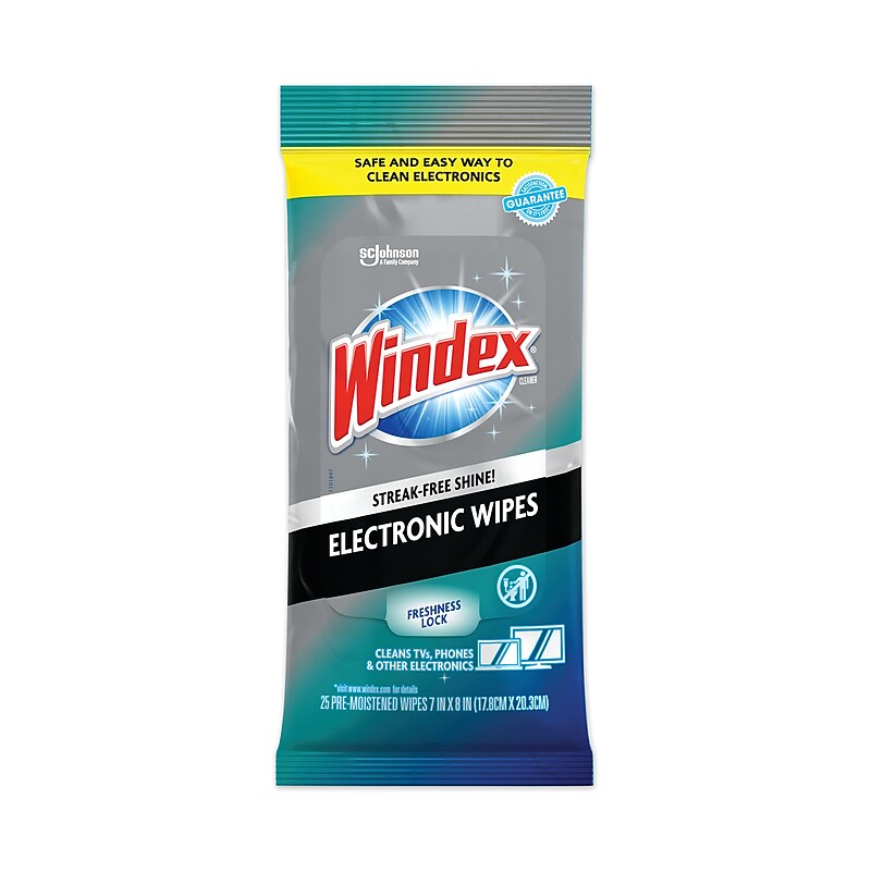 Windex Electronics Cleaner, 25 Wipes, 12 Packs/Carton (SJN319248) image 1