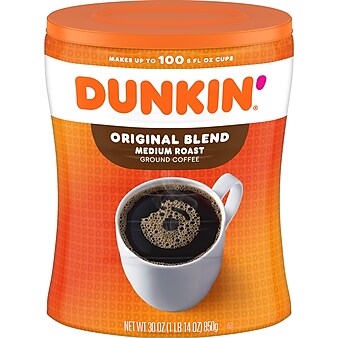 Dunkin' Original Blend Ground Coffee, Medium Roast, 30 oz. Canister (8133401102)