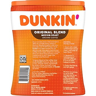 Dunkin' Original Blend Ground Coffee, Medium Roast, 30 oz. Canister (8133401102)