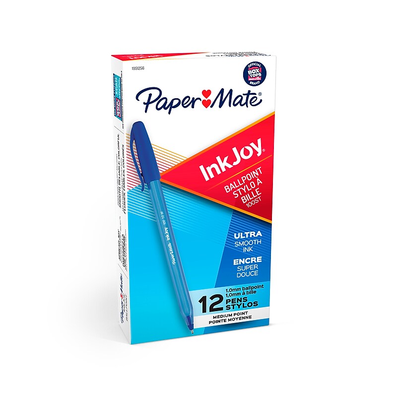 Paper Mate InkJoy 100 ST Ballpoint Pen, Medium Point, Blue Ink, Dozen (1951256) image 1